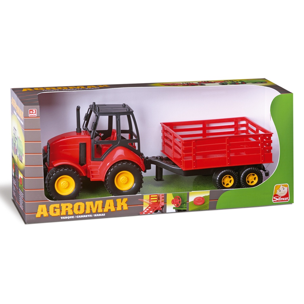 Trator Agromak Carreta Miniatura - Silmar Brinquedos