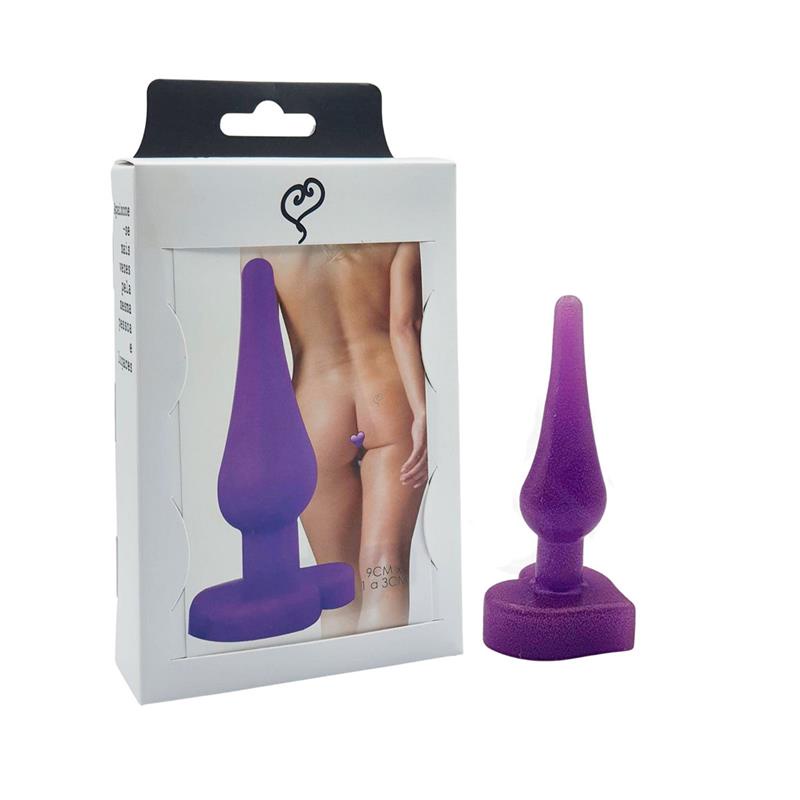 Plug Anal Cônico em Silicone, com Base Achatada no Formato de Coração na cor Roxo - InNamorata Love Items N°01 | 8,6 x 2,8 cm em Oferta na Shopee
