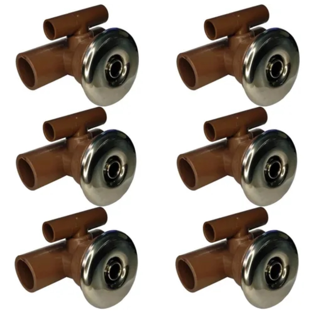 6x Bico Jato T Duplo Inox Direcionável Hidromassagem Spa