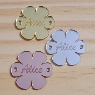 TAGS / Etiquetas de Nomes Apliques Acrílico para Laços e Tiaras - Flor em Oferta na Shopee