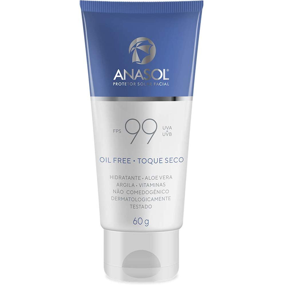 Protetor Solar Facial Anasol FPS 99 Com Aloe Vera e Argila Toque Seco Vegano 60g em Oferta na Shopee