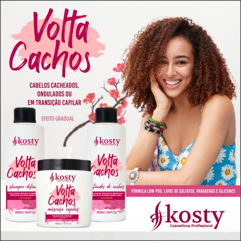 kit volta cachos kosty transição capilar tira progressiva e volta ao cachos natural sem química fórmula exclusivamente em Oferta na Shopee