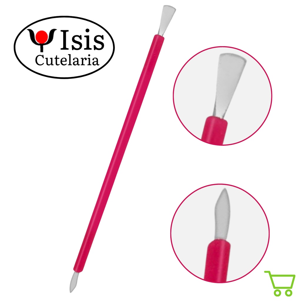 Espátula Para Unha De Inox Com Silicone Rosa Isis Cutelaria Manicure E Pedicure