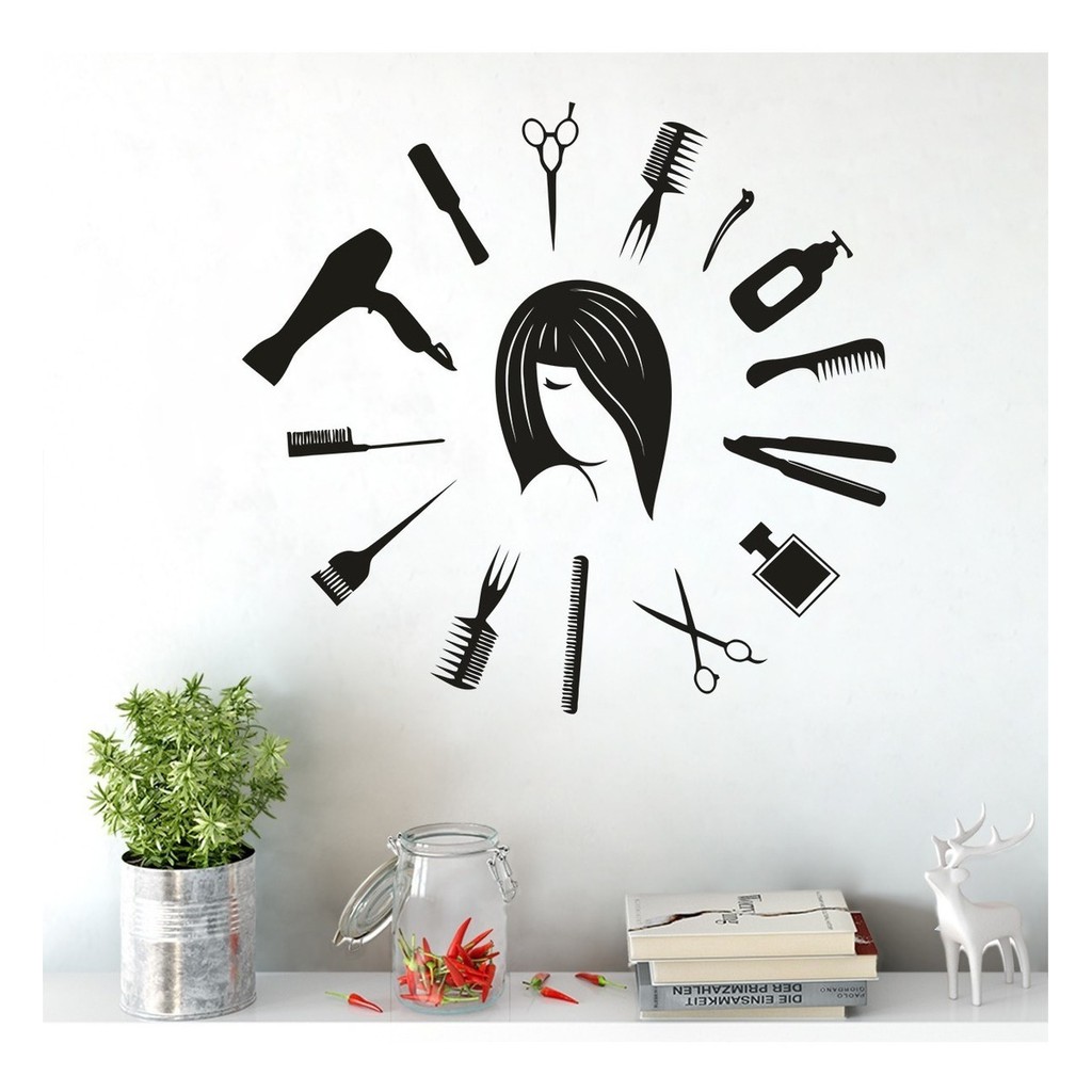 Adesivo Decorativo De Parede Cabeleireiro Itens De Beleza em Oferta na Shopee