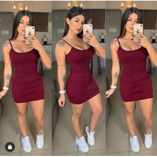 Preço de Lançamento kit com 2 Vestido Tubinho Canelado Alcinha Sem Bojo Curto Preto