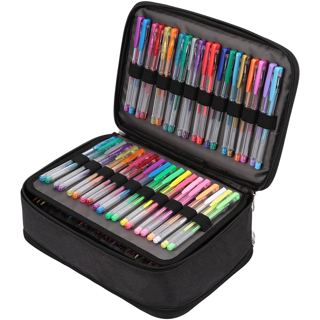 Colored Gel Pens Holder Organizer High Capacity Pencil Bag with Multilayer Compartments for Watercolor Pens Prismacolor Premier Crayola Colored Pencils Pencils Not Included Grey 300 Slots Pencil Case 