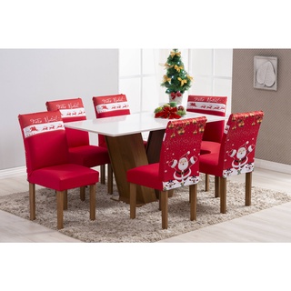 Kit Pra Sala De Jantar Natal - Jogo Capa De Cadeira 6 Peças