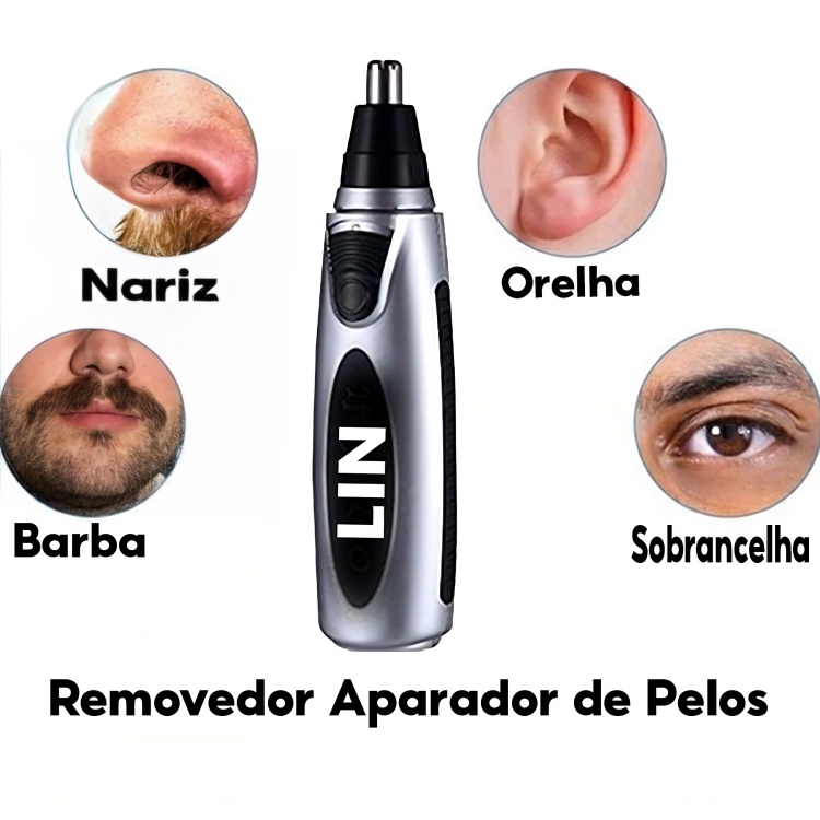 Removedor de Pelos Elétrico Portátil Para Nariz Orelha--Tecnologia de Lâminas Giratórias Dupla Borda