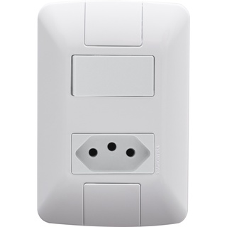 Conjunto 1 Interruptor Simples + 1 Tomada 2p+t 10a Tramontina Aria Com Placa