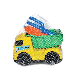 Caminhão Kit Praia Caçamba Truck  Garfo e Pá Caminhãozinho com Acessórios de Praia Areia Brinquedo 15cm