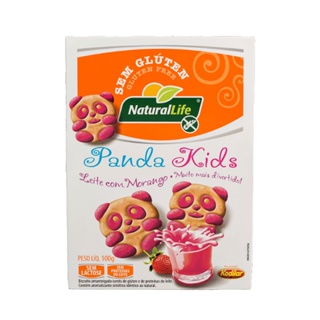 Biscoito de Panda Kids Sabor Leite com Morango Sem Glúten Sem Lactose 100g - NaturalLife em Oferta na Shopee