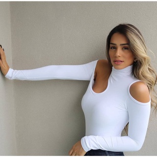 Body Esperança Gola Alta Com Manga Alfaiataria em Suplex Premium