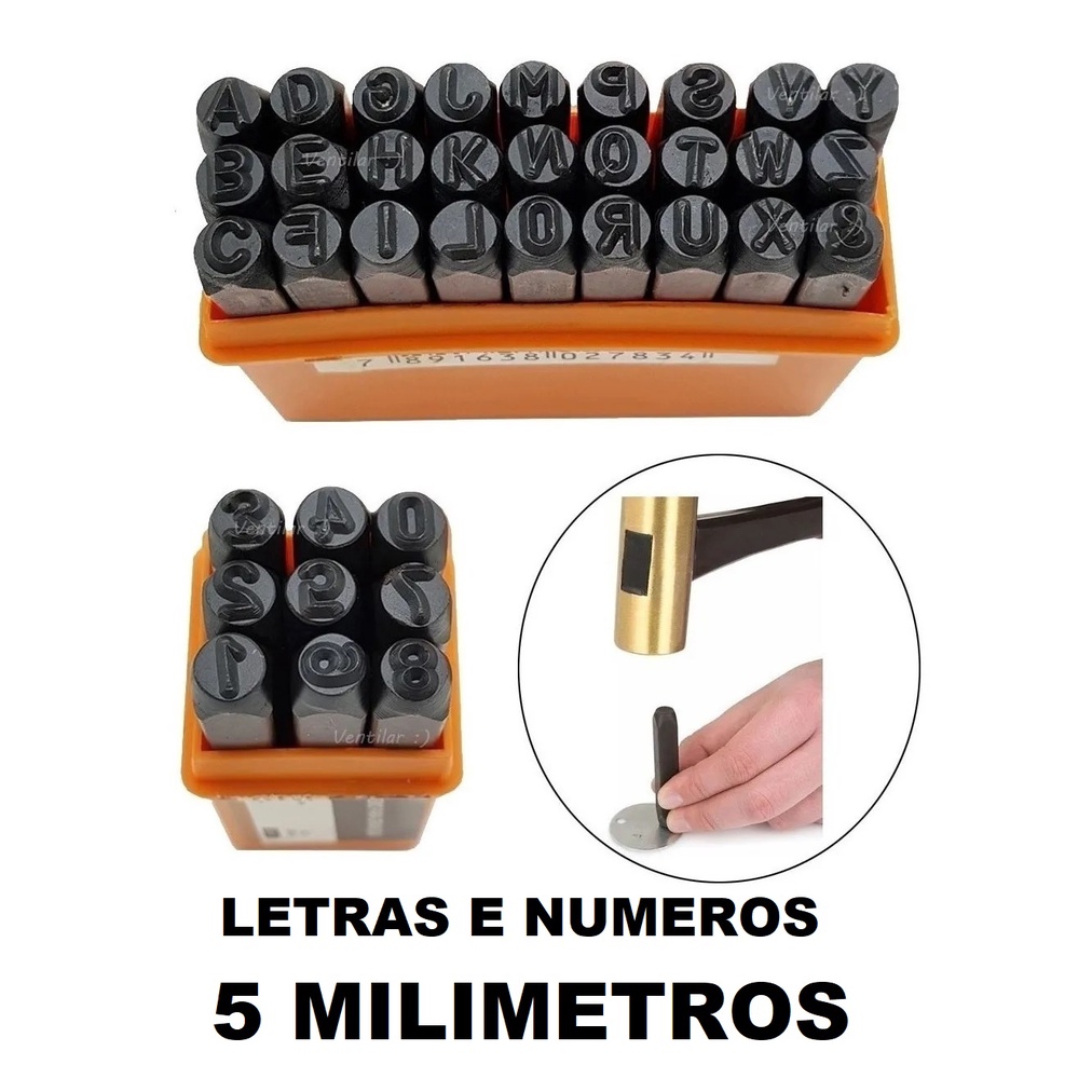 Punção Marcador 5 Mm Jogo Kit 36 Peças Aço Especial Temperado Letras E Numeros Starfer / Eda Profissional Original