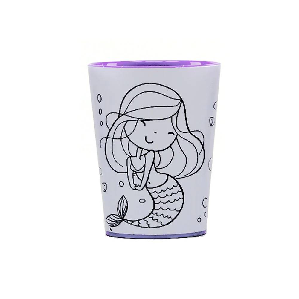 Copo para Colorir Color Cup Sereia - Lilás 10cm 1un - Rizzo