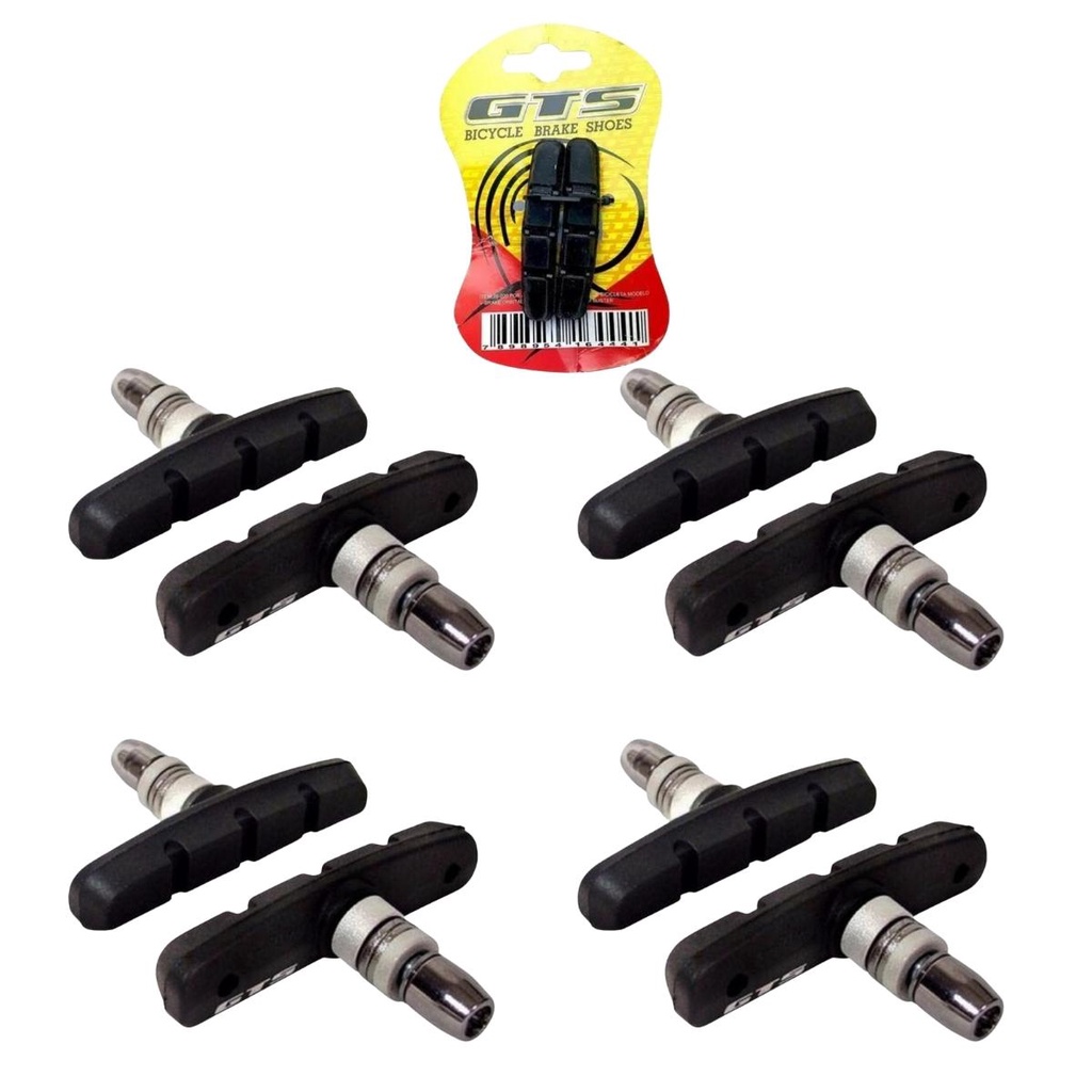 4 Par Sapata Freio Bicicleta Bike Gts V-Brake Orbital 70Mm Borracha Freio Bicicleta Black Kit Adaptador Parada Suave