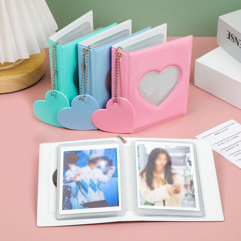 Novo Álbum de Fotos Capa Oca em Forma de Coração Porta Cartão Fotográfico para Instax Mini Álbum para Cartões