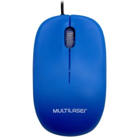 Mouse C/ Fio Usb Optico P/ Pc Desktop Azul - Multilaser Escritório Computador Jogo