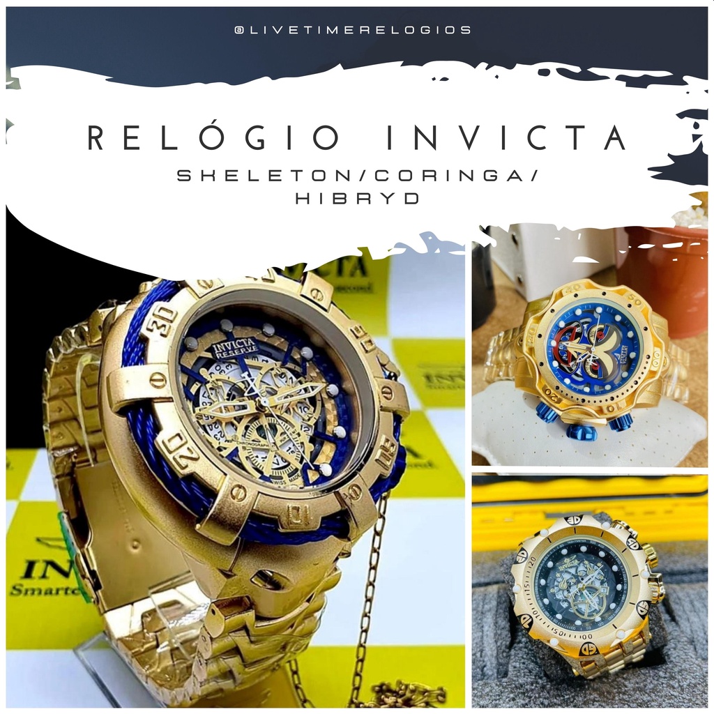 Relógio Invicta Thunderbolt Skeleton, Coringa, Hibryd Venon Dourado ...