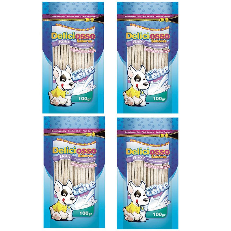 Combo Petisco Palitinho Ossinho Para Cães Filhotes Deliciosso Palito Fino Baby Leite- 4 Pacotes em Oferta na Shopee