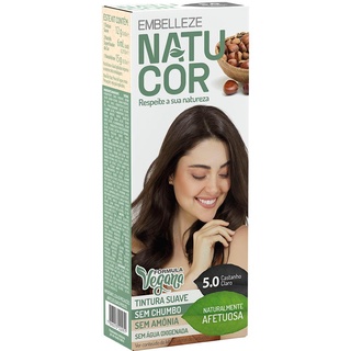 Tinta de cabelo natucor naturalmente afetuosa castanha castanho claro 5.0 kit completo