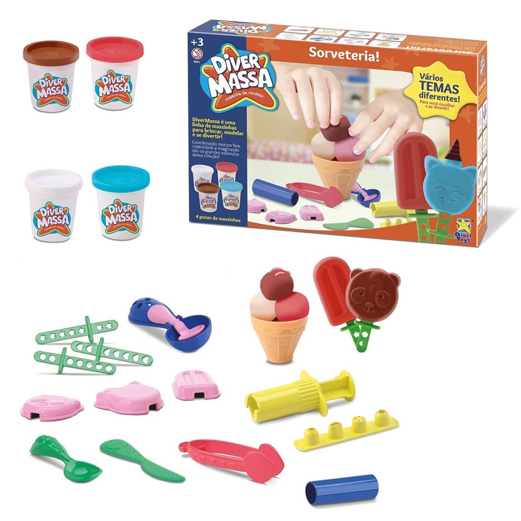 Kit Massinha De Modelar Sorvete Diver Massa Sorveteria | Shopee Brasil