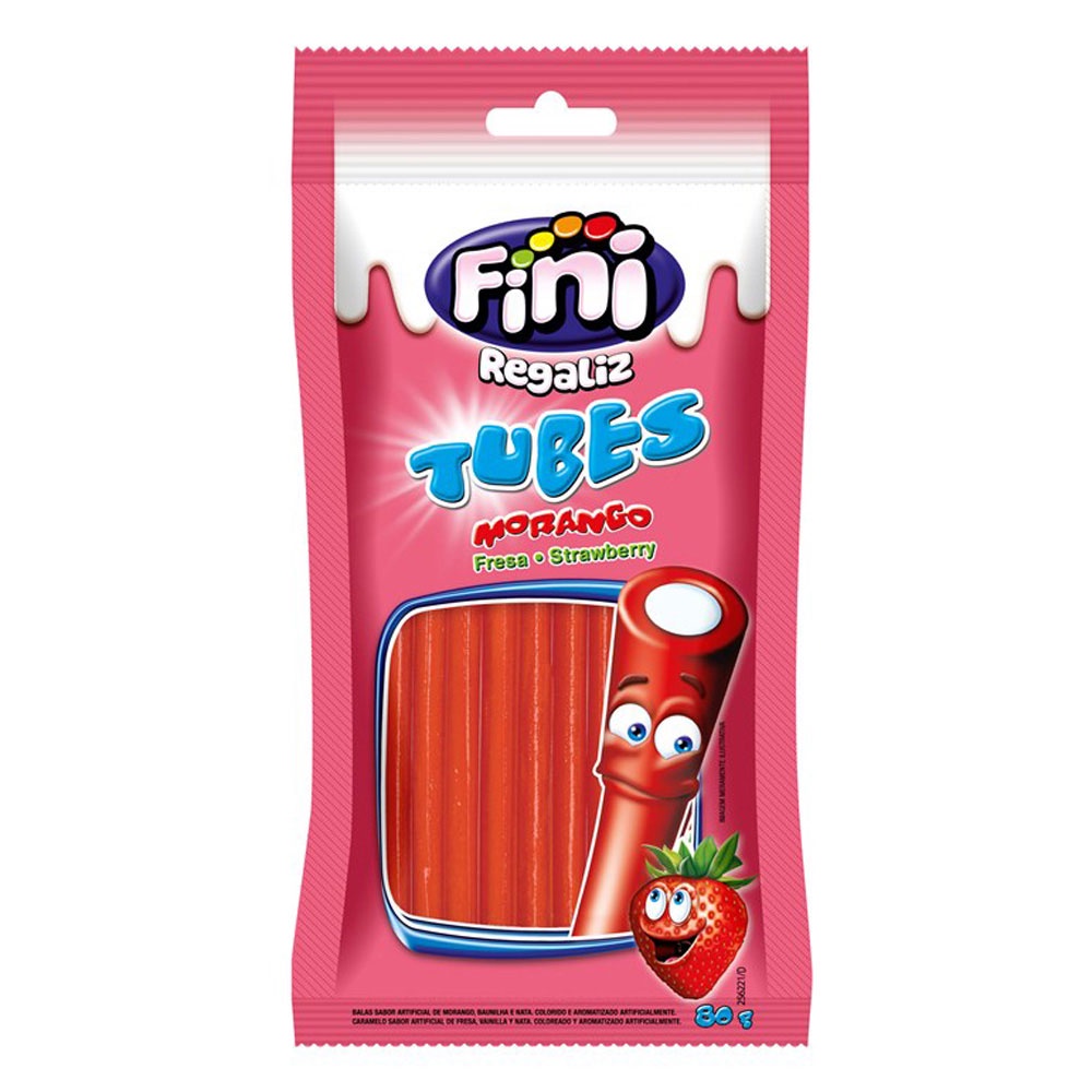 Bala de Gelatina Tubes Morango Doce 80g - Fini