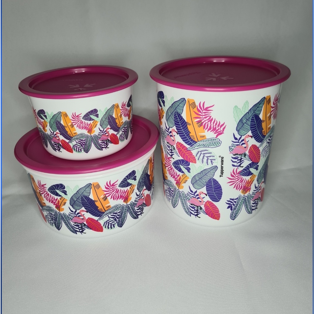 Conjunto Instantâneas Flamingo Tupperware 575ml, 1,5L e 2,25 litros