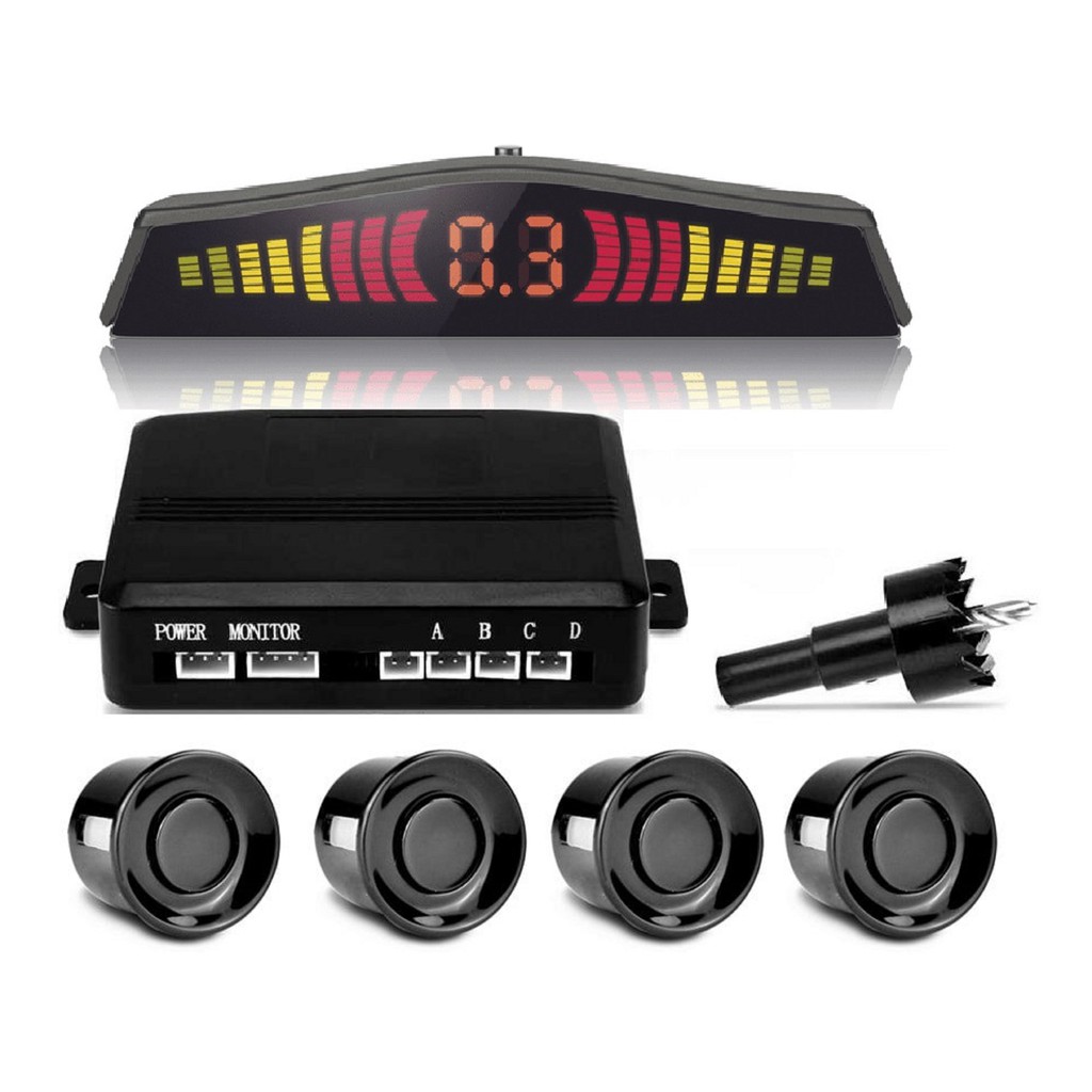 Kit Sensor Estacionamento Ré 4 Pontos Vermelho / Preto / Prata / Branco / Grafite / Azul Envio imediato