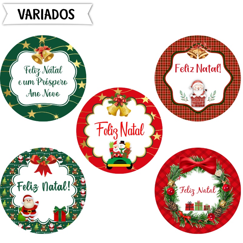 120 Etiquetas Adesivas Feliz Natal 3x3cm | Shopee Brasil