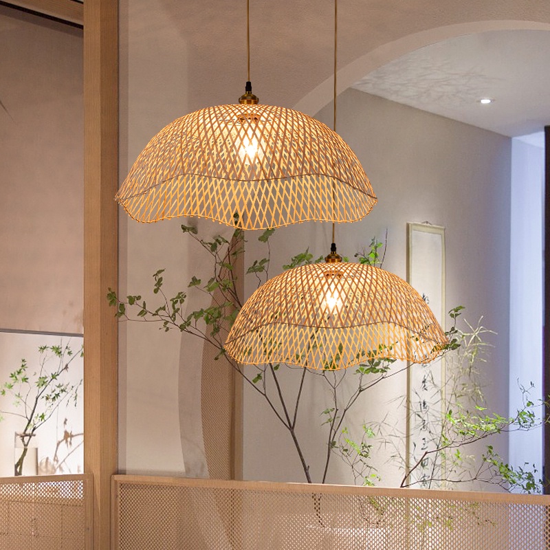 Luzes De Bambu Penduradas Estilo Japonês Pingente De Jantar Led Quarto Luz De Teto Do Cand...