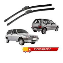 Palhetas Limpador De Parabrisa Dianteiro + Traseiro Para Fiat Uno Mille 1984 Até 2013