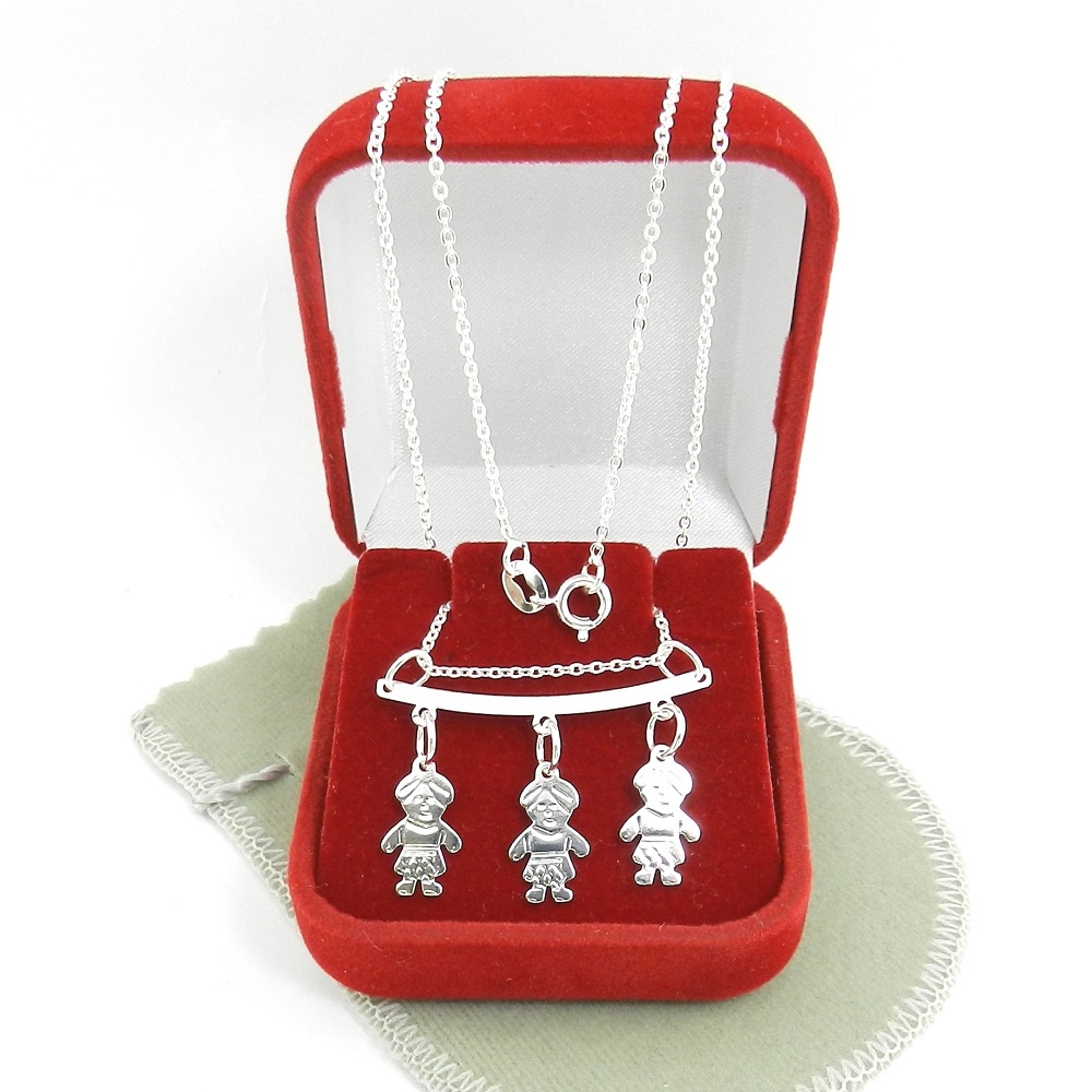 Corrente Feminina 50cm 0.8mm 3 Meninos Folheada Prata CR827B