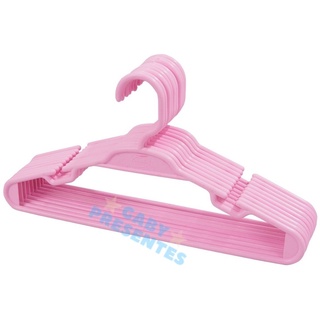 Kit Conjunto 20 Cabides Infantis Rosa 5,5mm Para Roupas