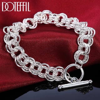 DOTEFFIL 925 Prata Esterlina Geométrica Muitos Círculos Corrente De Pulseira Para Festa De Noivado Feminino Jóias