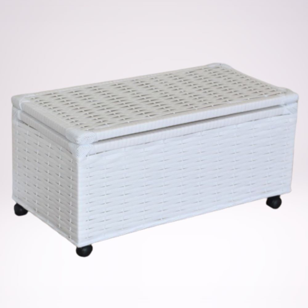 Bau Brinquedos Cesto Organizador Fibra Sintética Com Rodizios 60x30x30