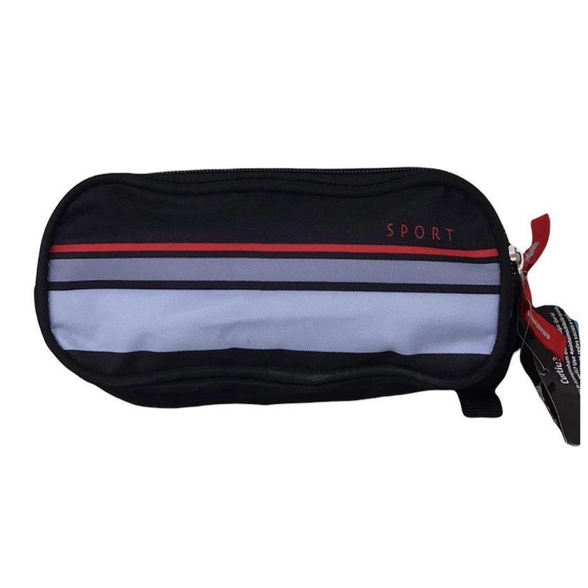 Estojo bolsinha escolar Masculino Clio Company Sport duplo com listras 2 ziper escolar
