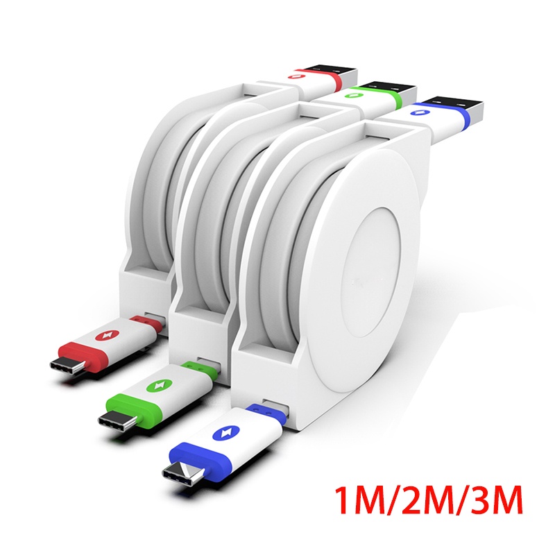 Cabo 2m 3m USB Tipo C Retrátil Para Samsung-Portátil Carregamento De Celular em Oferta na Shopee