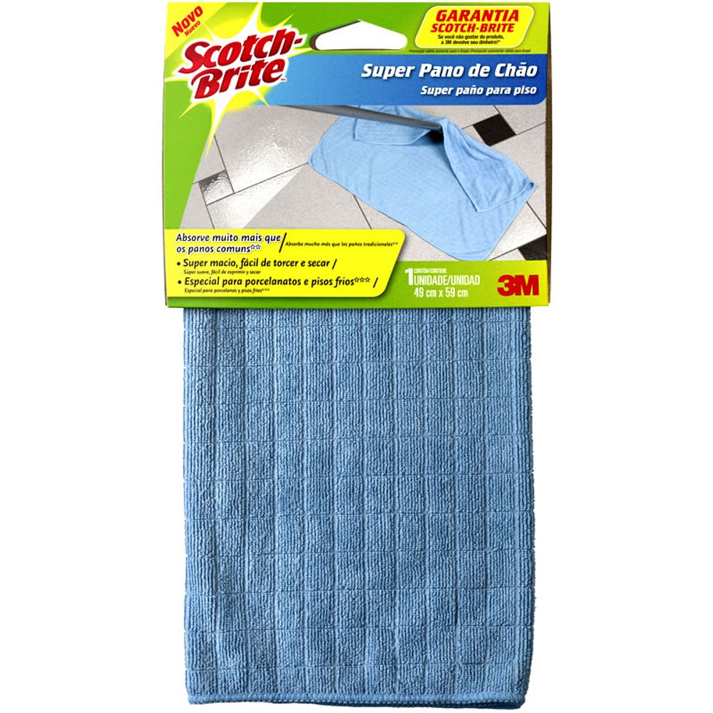 Super Pano de Chão Scotch Brite Azul Multiuso Super Absorvente 3M em Oferta na Shopee