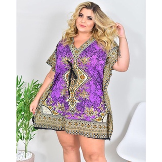 Bata Ponche Soltinha Indiana Curto Midi Caftan Moda Boho Hippie Plus GG