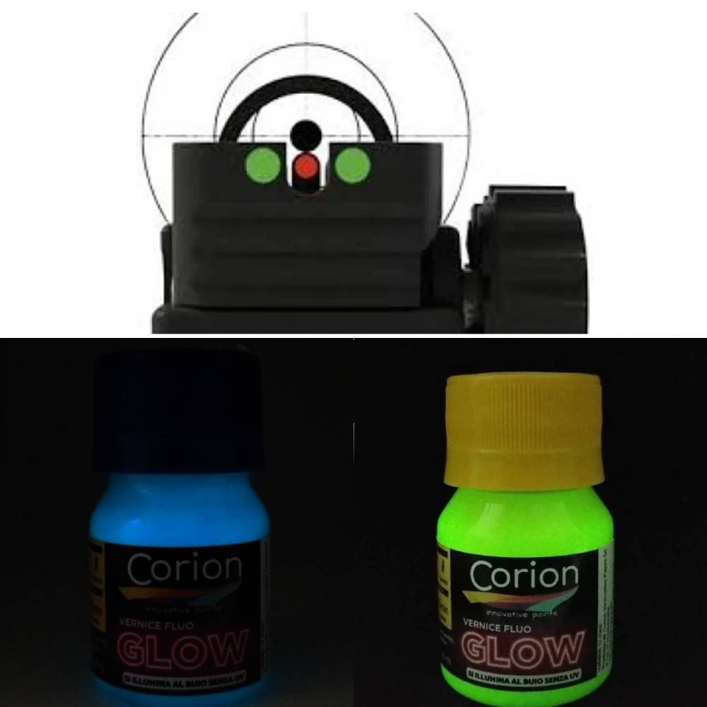 Tinta Corion Glow 25ml P/ Alça E Massa Softair, Pistola, Fuzil De Pressao, Tritium, Laser, Red Dot.