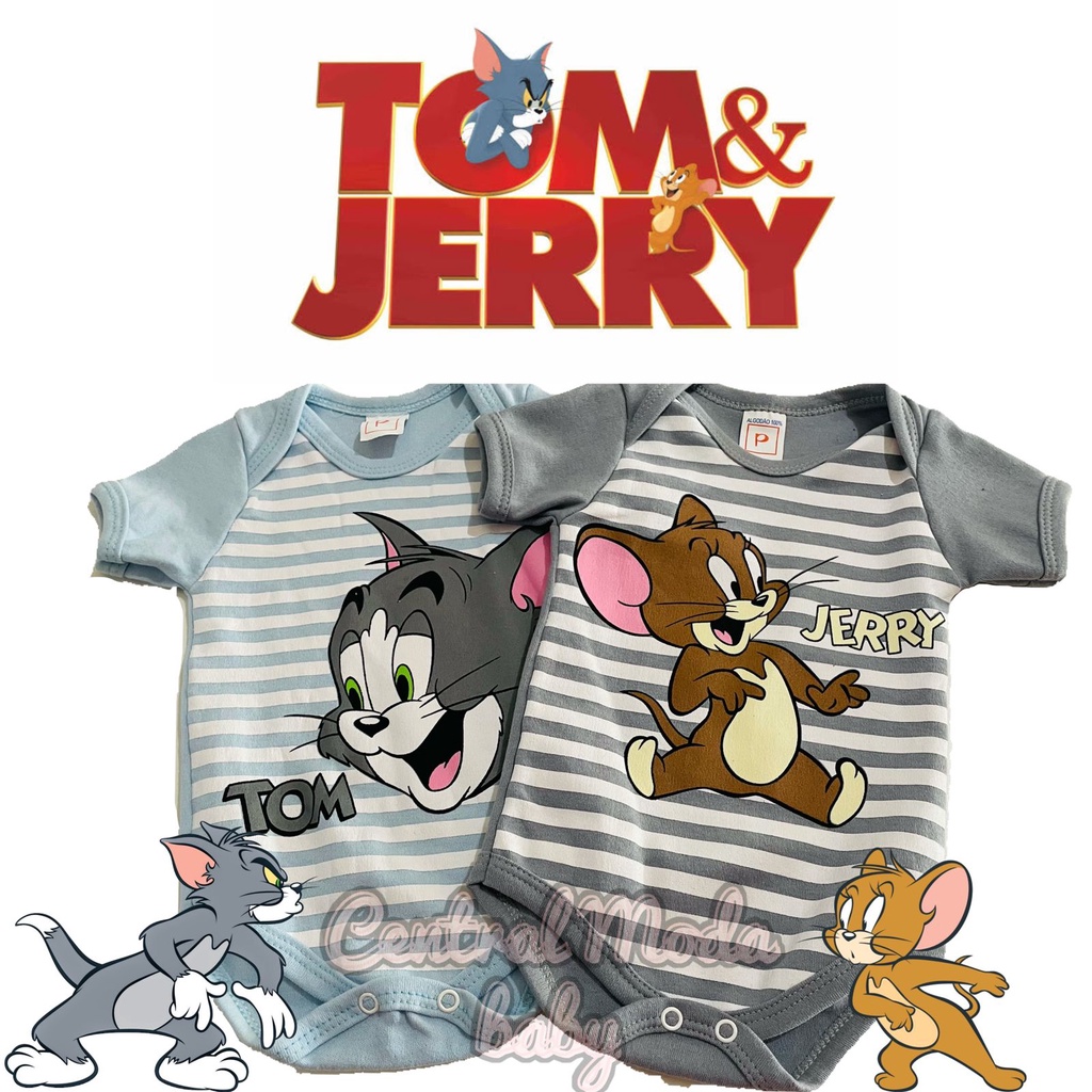 Body Bebê Temático Fantasia Infantil - Tom E Jerry