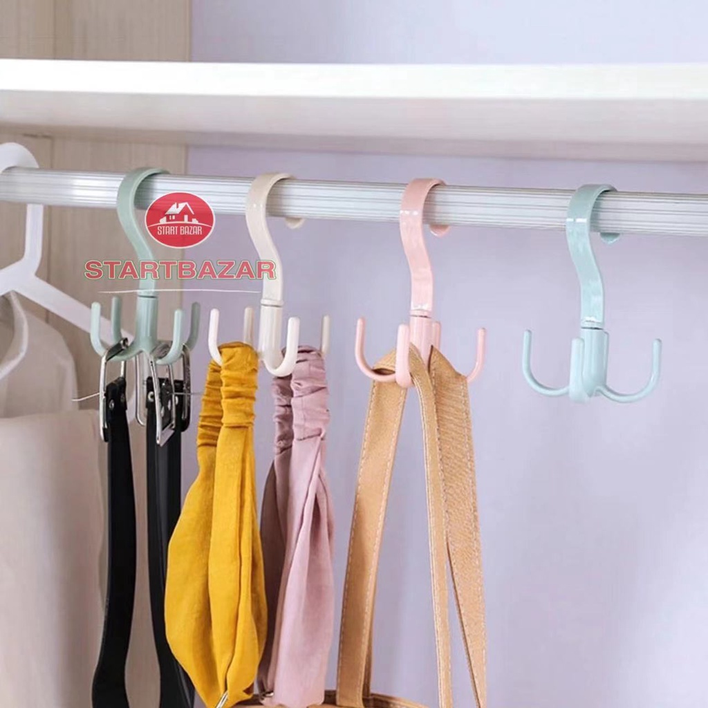 1/3PCS Creatieve Gancho Giratório De Quatro Ganchos/Multifuncional Organização 4 Garra Gancho Giratório Rack De Plástico Cabide Saco Cachecol Titular Gravata