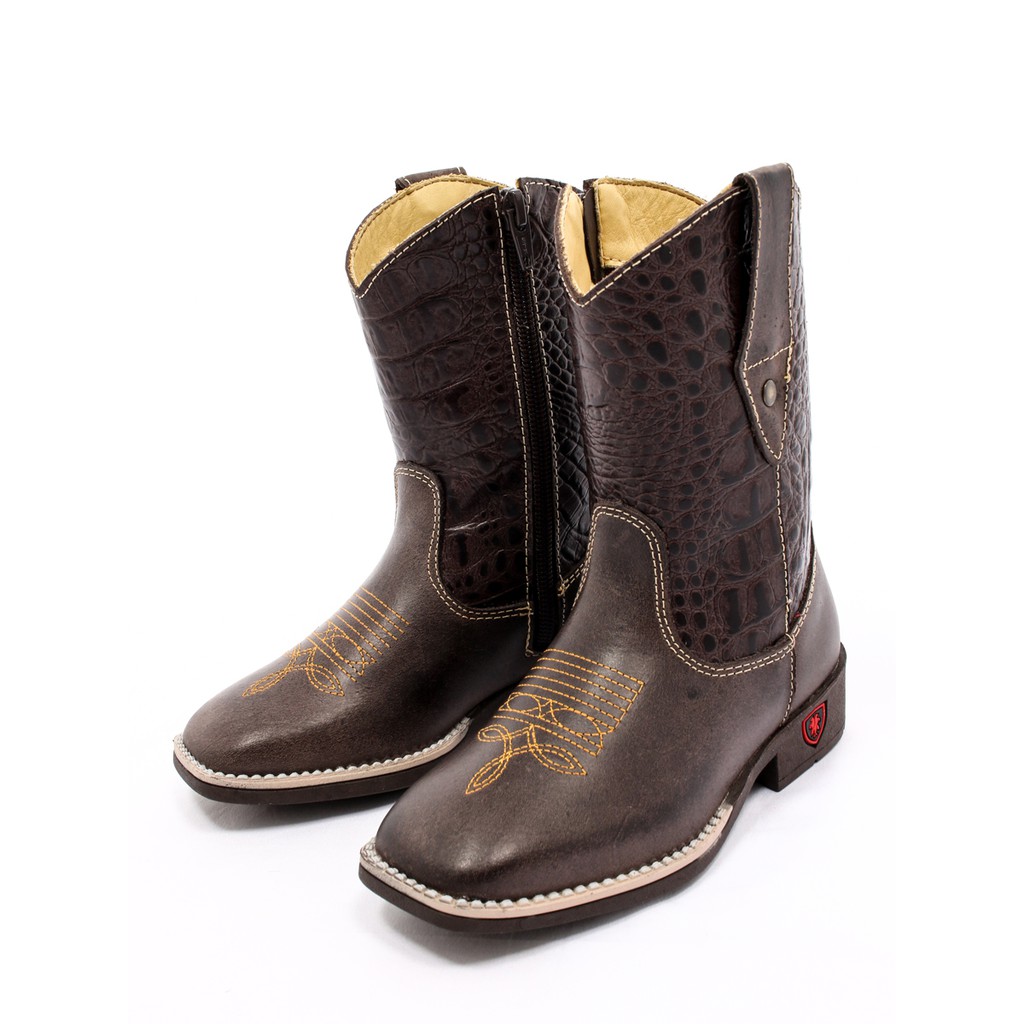 Bota Country Texana Infantil 297 Café/Croco. Couro