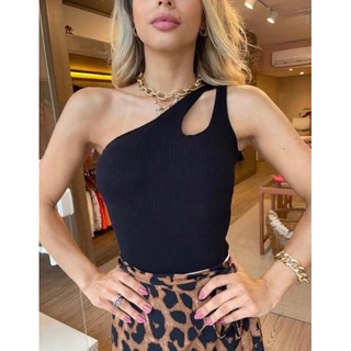 BODY MULA MANCA MANGA ÚNICA UM LADO GOTA COM BOJO TECIDO CANELADO BODY FEMININA VERÃO