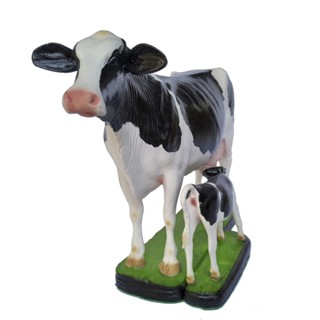 Escultura Realista Vaca Holandesa Com Filhote Estatua de Resina Pintada a Mão em Oferta na Shopee