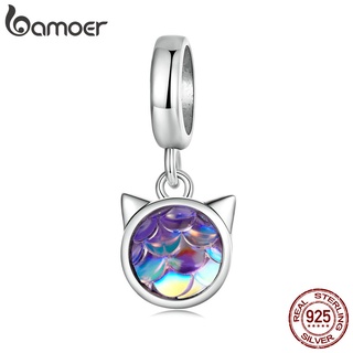 Bamoer Pingente 925 Shimmering Prata Gato Charme Beads Para As Mulheres Menina Diy Colar Pulseira Acessórios
