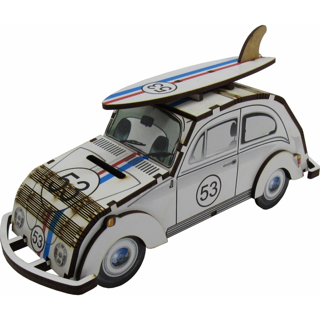 Cofre Dinheiro MDF Fusca 53 Herbie Decorativo Infantil Presente Personalizado