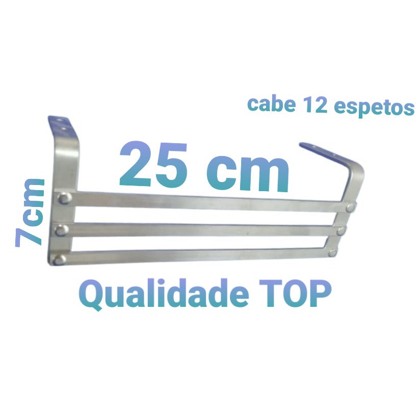 Suporte para espetos alumínio 25 cm reforçado churrasco