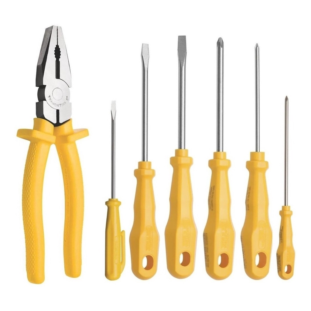 Jogo de Chaves Tramontina 3 Philips + 3 Fendas + Alicate Universal em Oferta na Shopee