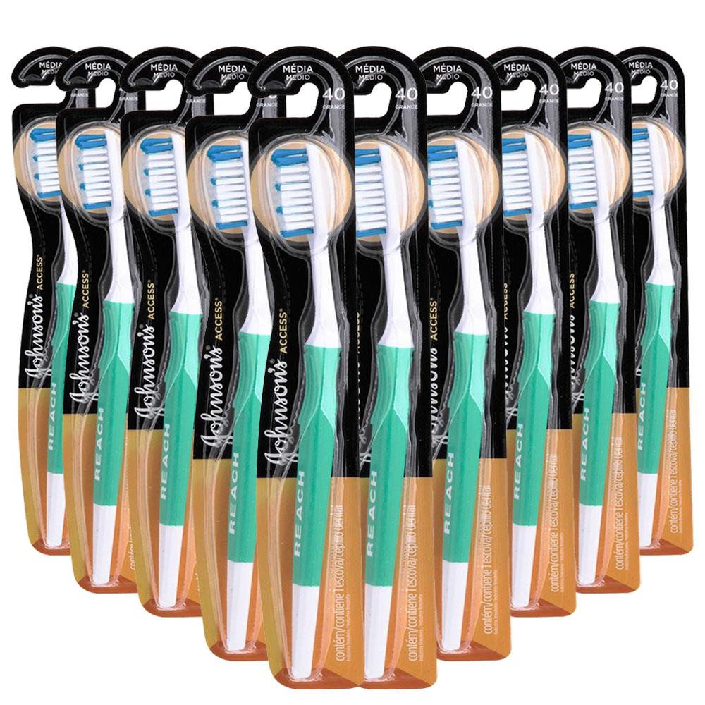 Kit 10 Escova Dental Média Johnson's Reach Access 40 Grande em Oferta na Shopee